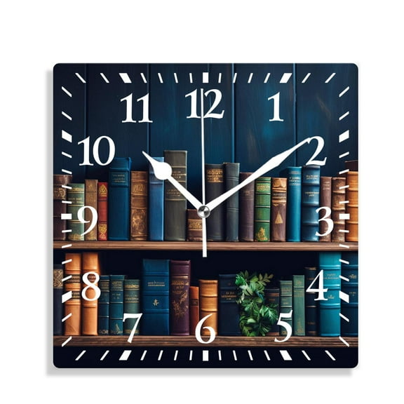 12 Inch Wall Clock Battery Operated Silent Clock Decorative for Office, Kitchen, Outdoor, Living Room，Bookshelf Bookworm Old Lovely