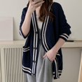 thumbnail image 2 of HAPIMO Savings Sweater Cardigans for Women Casual Comfy Girls Fall Fashion Tops Womens Open Front Knitted Outwear Striped Colorblock Loose Jacket Long Sleeve Blue, 2 of 9
