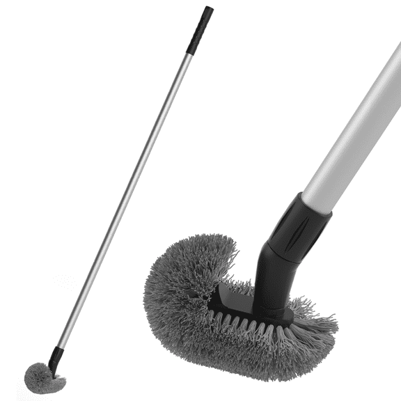 SEFREG Toilet Brush with Long Handle, Curved Head, PP Bristles, 360° Deep Cleaning Toilet Brush