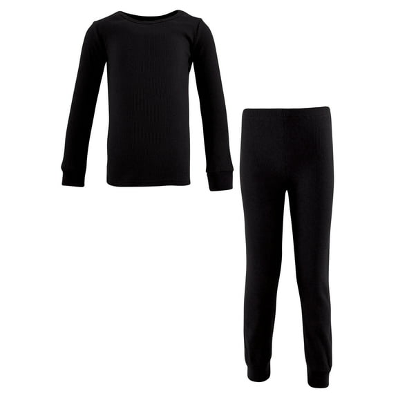 Hudson Baby Thermal Long Underwear 2pc Set, Black, 6-12 Months