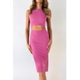 thumbnail image 3 of Vestido PRETTYGARDEN Midi Ajustado Sin Mangas con Corte Rosa Palo M, 3 of 5