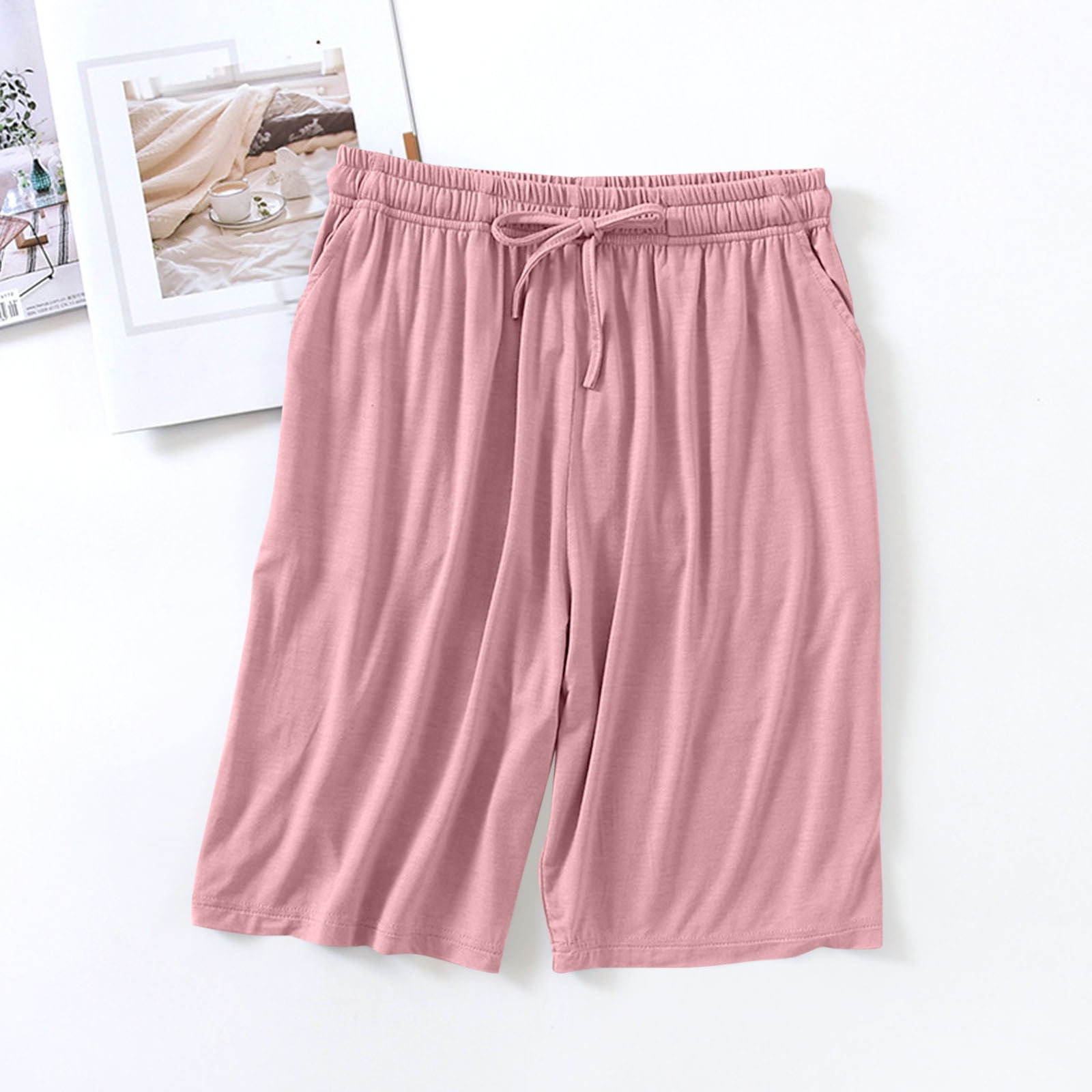 ABATAB Womens Pajama Shorts Comfy Lounge Drawstring Bermuda Pj Bottom Ultra Soft Cozy Casual Summer Sleep Shorts