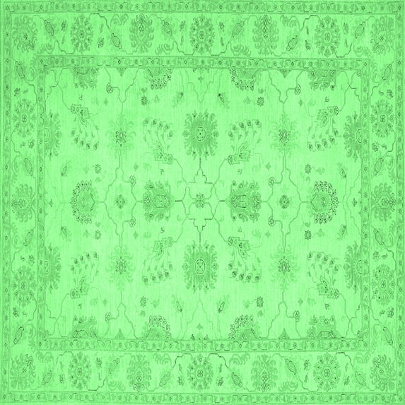 Ahgly Company Indoor Square Oriental Emerald Green Traditional Area Rugs, 4' Square