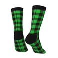 thumbnail image 3 of Goofa Buffalo Plaid Green Black Printed Men's Crew Socks, Soft Durable Breathable Moisture-Wicking with Odor Control Cotton socks, 3 of 9