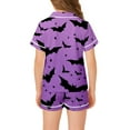 thumbnail image 6 of Weebloom Girl Halloween Pajamas Cute Bat Print Soft Comfortable Nightwear Long Sleeve Top and Pants Two Piece Outfit for Toddler and Little Girls Girls Pajama Set 6-7 Years, 6 of 8