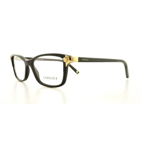Versace Plastic Womens Rectangle Eyeglasses Black 53mm Adult