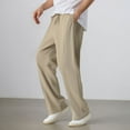 thumbnail image 2 of Men's Casual Linen Pants Breathable Lightweight Summer Trousers Relaxed Fit Comfortable Outdoor Travel Solid Color With Pockets Men's Pants Stretch Waist Elastic Summer, 2 of 7