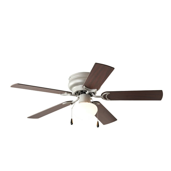 Mainstays 44 inch Hugger Indoor Ceiling Fan with Light Kit, Satin Nickel, 5 Blades, Reverse Airflow