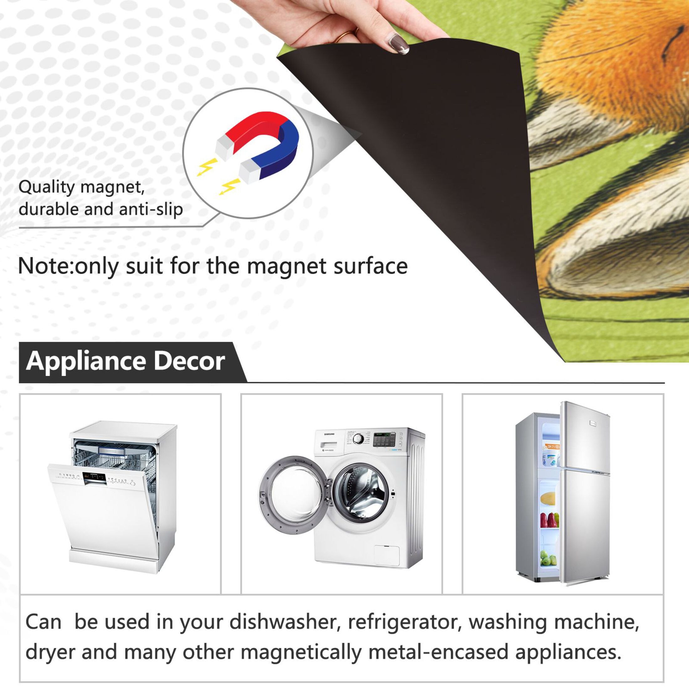 Dishwasher Magnetic Refrigerator Magnet Cover Sticker Home Decorative 23"x26" Big and Little Fox
