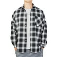 thumbnail image 6 of Men's Standard-Fit Long-Sleeve Plaid Shirt Button Up Shirt Plaid Fleece Workshirt Black/Red, 6 of 8