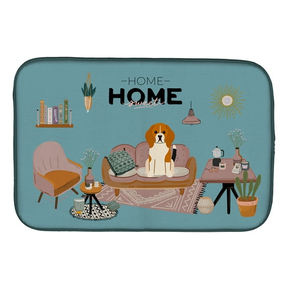 Tricolor Beagle Sweet Home Dish Drying Mat