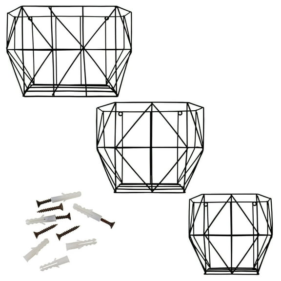 Hanging 3 Tier Fruit Basket Metal Wire Storage Organizer Wall Basket for Kitchen Black