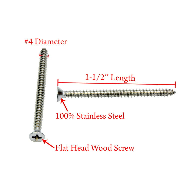 #8 x 5/8 (100 Pcs) Stainless Steel Flat Head Sheet Metal Screws, Phillips Drive Wood Screws, 304 Stainless Steel 18-8, Self Tapping Screws