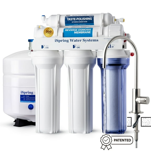 iSpring RCC2, Upgraded 200 GPD Capacity, 5-Stage Under Sink Reverse Osmosis Water Filter System, Patented Easy-Mount Faucet for Hassle-Free Installation