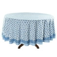 thumbnail image 2 of Ridhi Cerulean Blue Cotton Tablecloth, Handblock Print Floral Round Table Cloth for Kitchen Dining Linen, Thanksgiving, Christmas, Wedding, Fall Décor 12 Seater 132 inches Round, 2 of 8