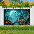thumbnail image 5 of Spooky Design Halloween Banner Full Moon Graveyard Jack-o'-Lantern Atmospheric Scene for Halloween Party Outdoor Indoor Decoration, 5 of 9