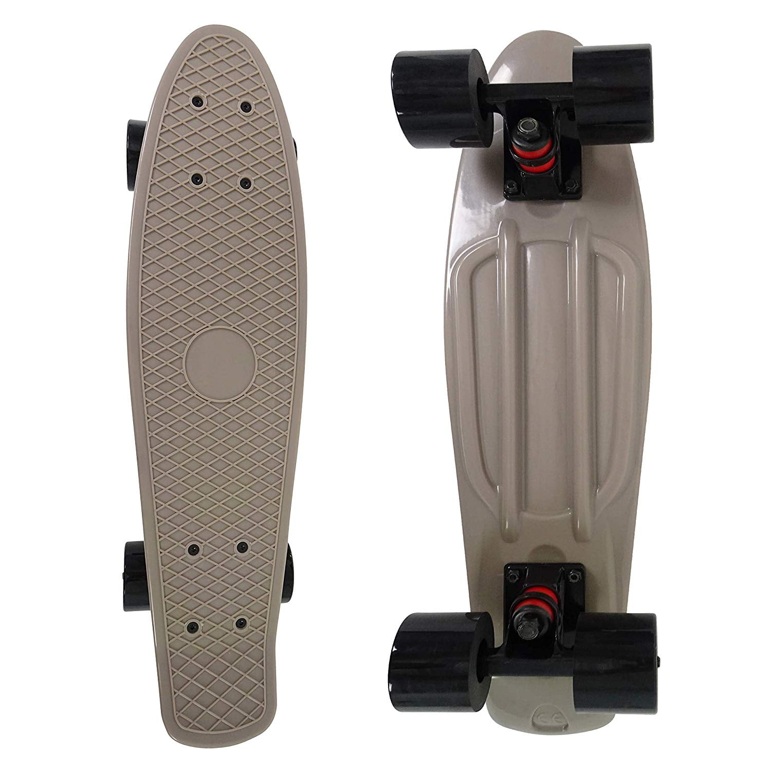 veZve Mini Cruiser Skateboard Complete for Kids Boys Girls, 22 inch, 59mm, Gray