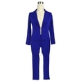 thumbnail image 3 of Aboser Women’s Business Two Piece Outfits Trendy Deep V Solid Color Blazer and Pants Set Elegant Offiec Business Suit for Work, 3 of 6
