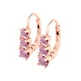 thumbnail image 2 of 14K Solid Gold Lever Back Stud Earrings for Women | 1.06 cttw Round Cut Simulated Pink Diamond | Rose Gold, 2 of 5