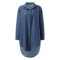 thumbnail image 5 of Women Long Sleeve Asymmetrical Denim Shirt Jacket Top, 5 of 5
