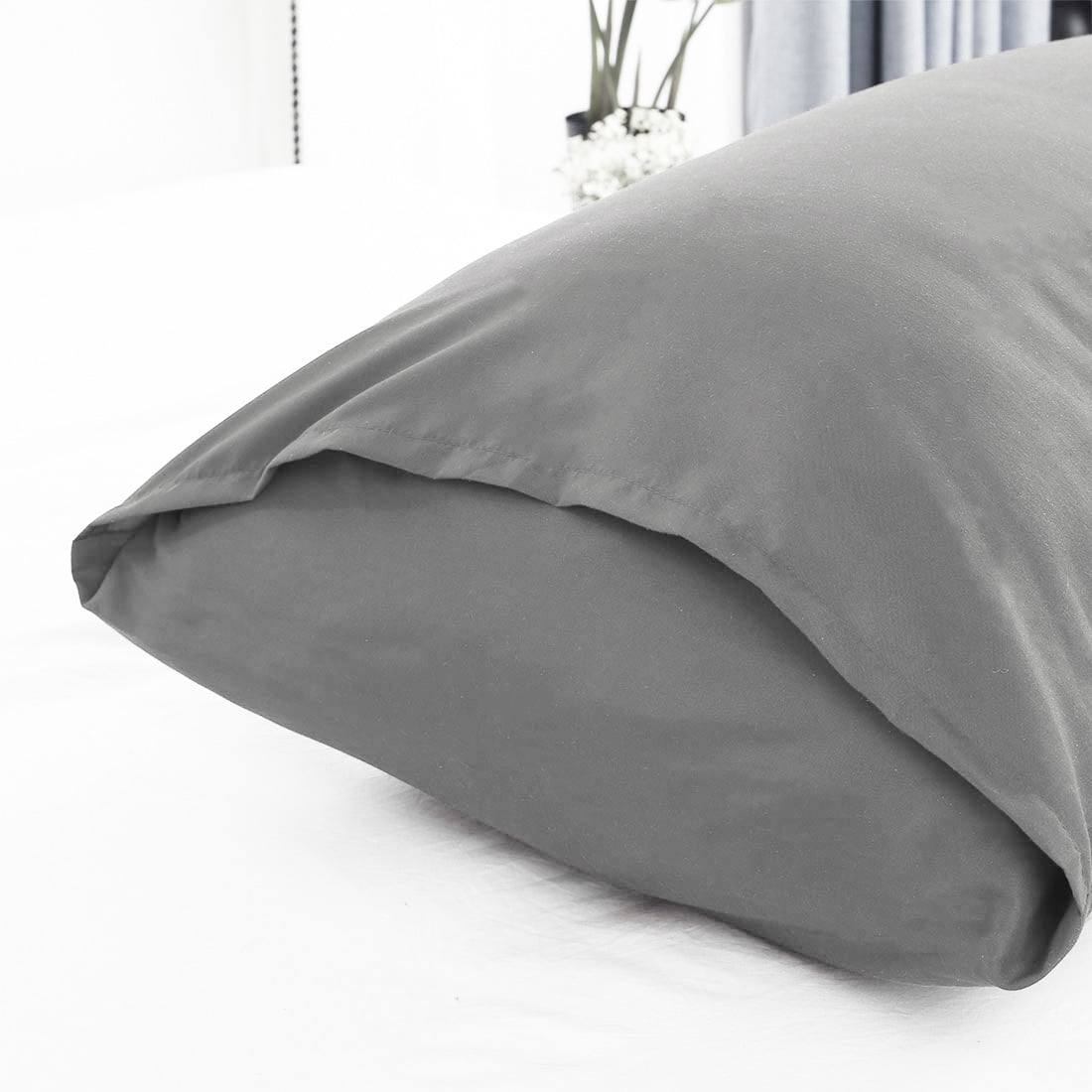 Unique Bargains Solid 90GSM Microfiber Body Pillow Case Grey 20"x48"