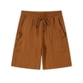 thumbnail image 4 of Vibrex Men's Shorts, Summer Men's Casual And Fashionable Solid Color Drawstring Elastic Waist Shorts,Men's Shorts with Zipper Pockets Coffee_S, 4 of 9
