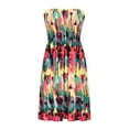 thumbnail image 4 of Pompotops Robe Sans Bretelles à Bande Élastique Style Bohème pour Femme Robes Robe Sans Manches à Imprimé Floral, 4 of 8