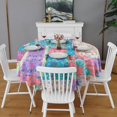 thumbnail image 2 of Multicolor Ethnic Flower Patchwork Pattern Round Tablecloth 60"x60",Wrinkle Wipeable Table Cloth for Kitchen Dining Room Picnic Patio Party, 2 of 6