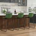 thumbnail image 2 of GIKPAL Bar Stools 26" Faux Leather Counter Height Barstools with Back Set of 3, Modern Counter Stools with Metal Legs and Footrest, Armless Chairs with Back for Kitchen Living Room Pub, Green, 2 of 8