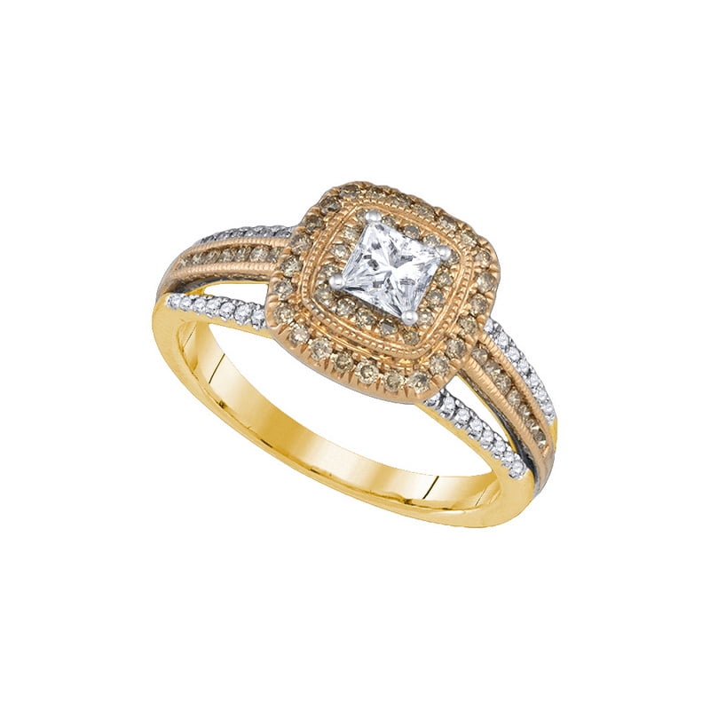 14K Yellow Gold 0.79ctw Pave Diamond Cushion Bridal Set Ring W 0.33ctw Center by Jewelrypot