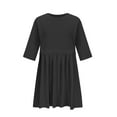 thumbnail image 4 of USSUMA Summer Dresses for Women 2025 Summer Dress 3/4 Sleeved Crew Neck Casual Solid Color Maxi Dress Vintage Skirt Breathable Skirts Bachelor Party Festival Gift Black Dress Size-M, 4 of 4