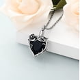 thumbnail image 3 of Stainless Steel Rose Flowers Crystal Heart Urn Pendant Memory Necklace for Cremation Ashes Keepsake Memorial Jewelry, 3 of 4