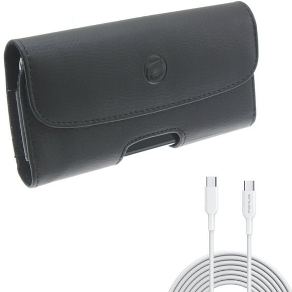 For Galaxy A54 /A53 /A33 - Case Belt Clip w 6ft Long Type-C Cable, Leather Holster Cover, PD Fast Charger Cord Power Wire for Samsung Galaxy A54 /A53 /A33 5G