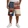 thumbnail image 4 of Iaqnaocc 4th Of July Sweatpants for Men Independence Day American Flag Floral Print Mens Shorts Casual Drawstring Loose Fit Lightweight Elastic Waist Beach Shorts for Men With Pockets Blue 2XL, 4 of 6