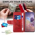 thumbnail image 2 of Nalacover Wallet Case for iPhone 14 Pro Max, Butterfly Embossed Pattern Luxury PU Leather Magnetic Flip Folio Cover with Card Slots Holder Kickstand Wrist Strap Soft Silicone Shockproof Case,Red, 2 of 9