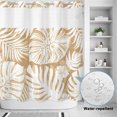 thumbnail image 3 of No Hook Shower Curtain, Palm Tree Monstera Shower Curtains for Bathroom with See Through Top Window, Cream Beige Leaf Boho Botanical Tropical Waterproof & Washable Bath Curtain 66"x72", 3 of 9