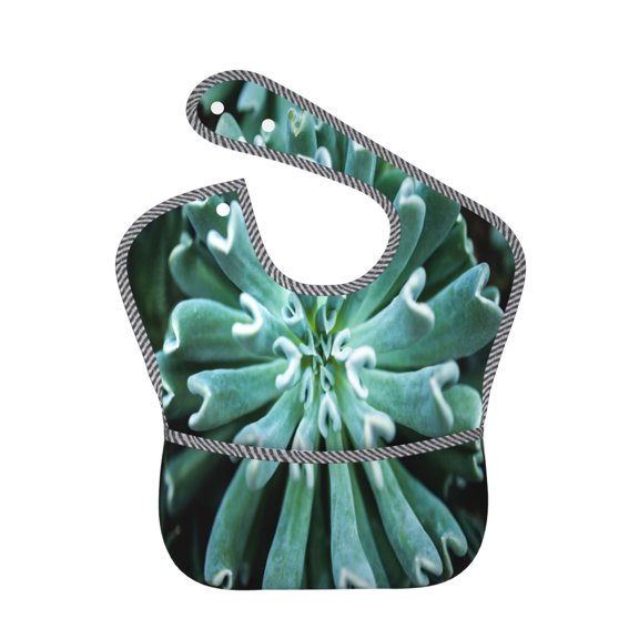 Hirioo Teal Cactus for Baby Waterproof Pocket Bib Adjustable Closed for Babies Toddlers with Large Pocket 6-24Months
