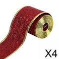 thumbnail image 1 of Cinta Navideña Con Borde Cableado De 4x2 Pulgadas X 90 Yardas, Flexible Para Proyectos Navideños, Color Rojo, 1 of 10
