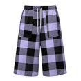 thumbnail image 5 of JoveMarine Men's Plaid Cargo Shorts Loose - Summer Work Shorts with Multiple Pockets, Knee-Length Relaxed Fit for Daily Wear,Purple L, 5 of 6
