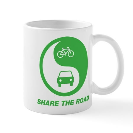 CafePress - SHARE THE ROAD Mug - 11 oz Ceramic Mug - Novelty Coffee Tea Cup