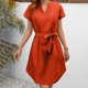 thumbnail image 1 of Vestidos Para Mujer Verano Vestido Casual Liso de Mujer Vestido de Manga Corta Con Cuello En V Vestido Casual Suelto, 1 of 3