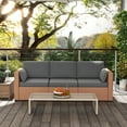 thumbnail image 6 of Outsunny Wicker Patio Couch, PE Rattan 3-Seat Sofa, Outdoor Furniture with Deep Seating, Cushions, Steel Frame, Sand, 6 of 9