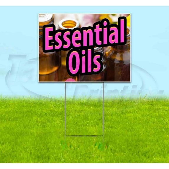 Essential Oils (18" x 24") Yard Sign, Includes Metal Step Stake