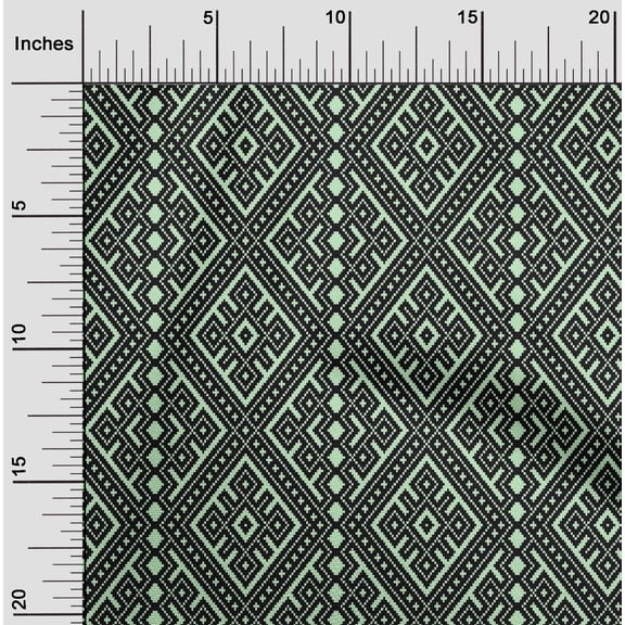 oneOone Cotton Silk Fabric Ethnic Geometric Flame Stitch Printed Fabric 1 Yard 42 Inch Wide