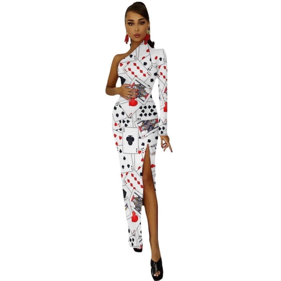 Playing Cards Half Dleeve Split Dress bandage dress luxury dress clothes for women