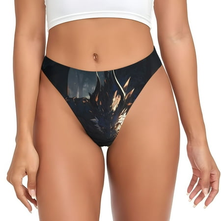 Rateoe Sleeping Dragon In Forest Pattern Seamless Women Underwear Thongs No Show Ladies Thong No Line Breathable Comfortable Panties Undies for Women-Large