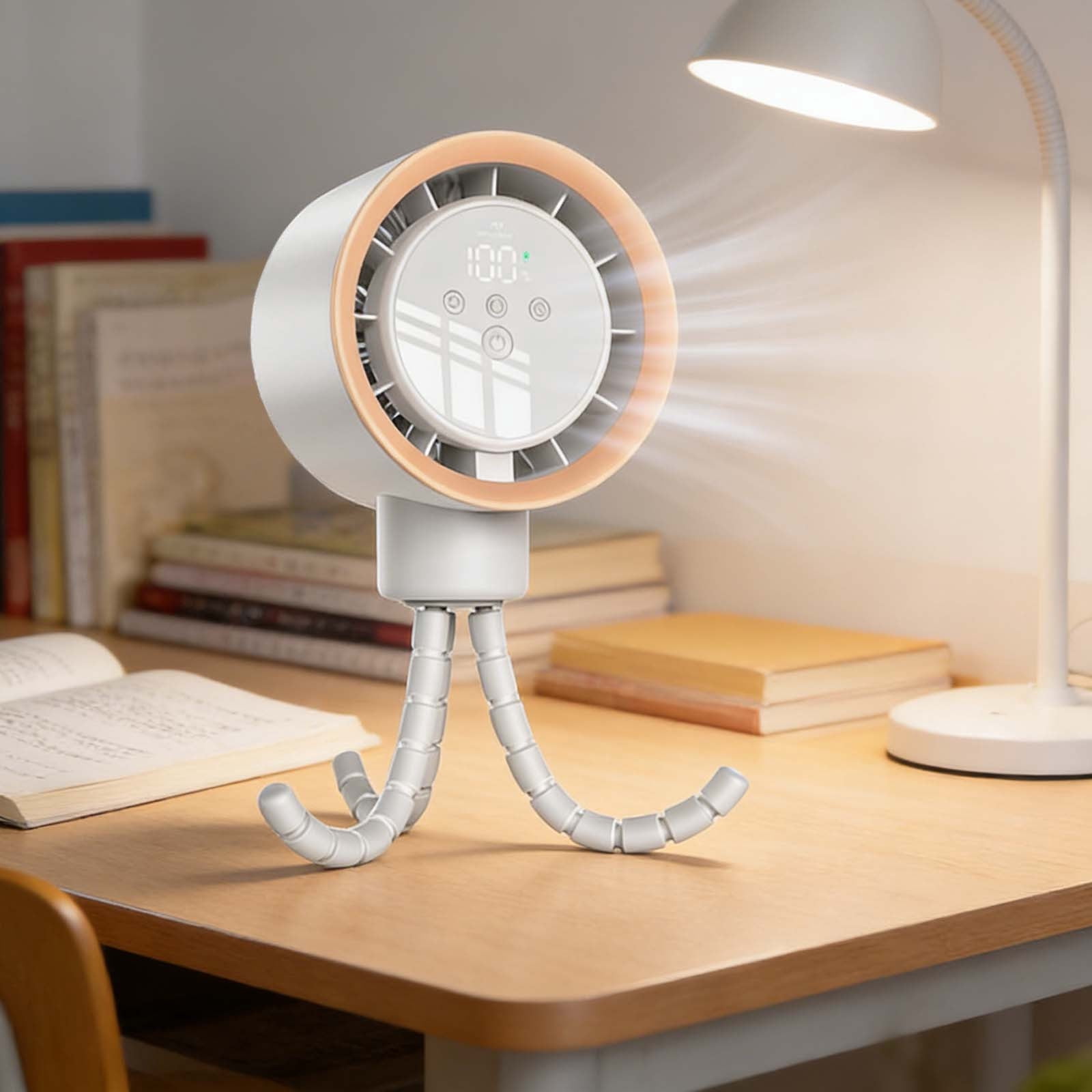 Travel-Friendly Oscillating Stroller Fan with Flexible Mount, Rechargeable 100-Speed Portable Fan, Safe Quiet Outdoor Cooling Fan for Stroller, Crib, Car Seat and Travel