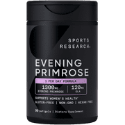 Sports Research Evening Primrose Oil Supplement, 1300mg Primrose Oil, 90 Softgels