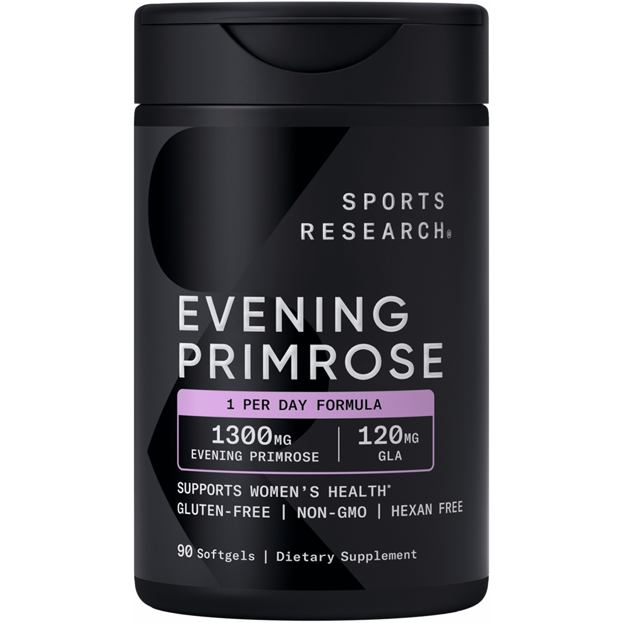 Sports Research Evening Primrose Oil Supplement, 1300mg Primrose Oil, 90 Softgels