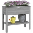 thumbnail image 1 of Outsunny Jardinière Surélevée en Bois avec Tablette de Rangement Gris, 1 of 10